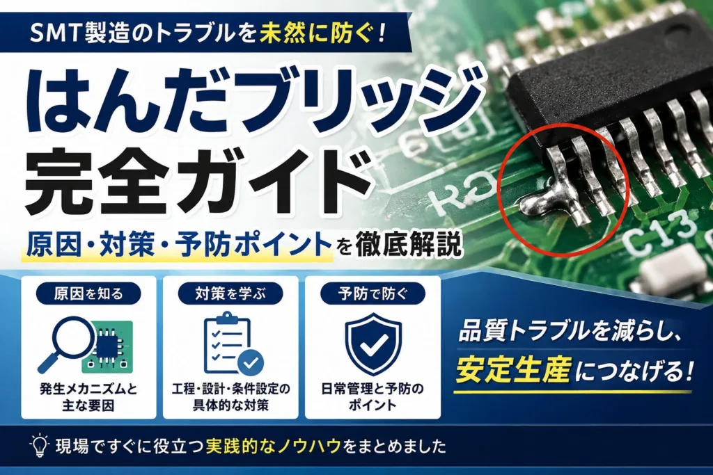 はんだブリッジとは？手はんだ・リフロー・フロー別の原因と対策