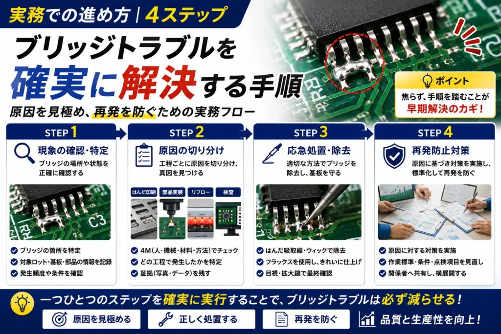 ブリッジの原因を上流から切り分ける手順