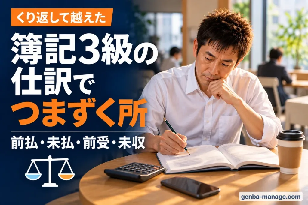 簿記3級の仕訳でつまずく所（前払・未払・前受・未収）くり返して越えた